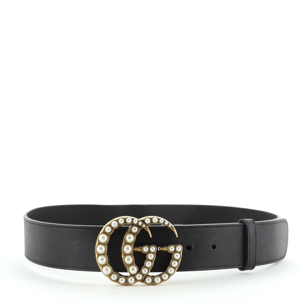 Pearly GG Marmont Belt Leather Wide 75