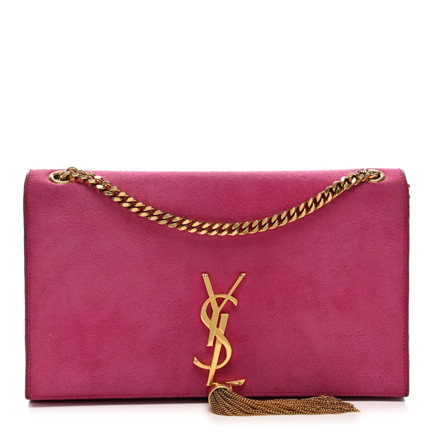 Suede Medium Monogram Kate Tassel Shoulder Bag Lipstick Fuchsia