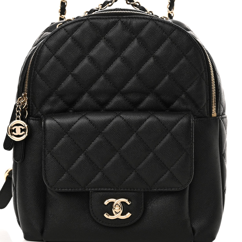 Caviar Quilted Medium Zip Around Backpack Black