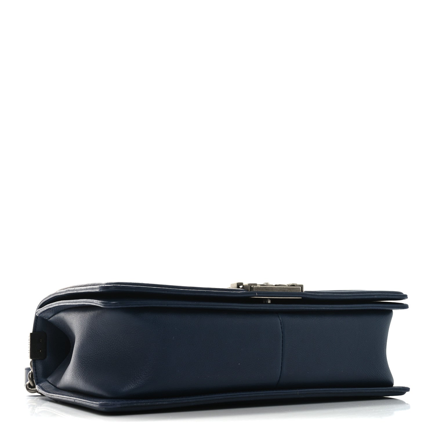 Calfskin Double Stitch New Medium Boy Flap Navy Blue