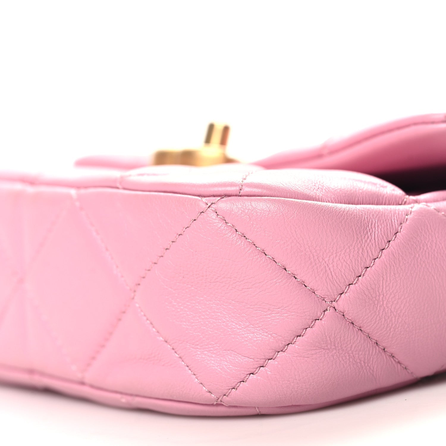 Lambskin Quilted Mini Lacquered Chain Flap Pink