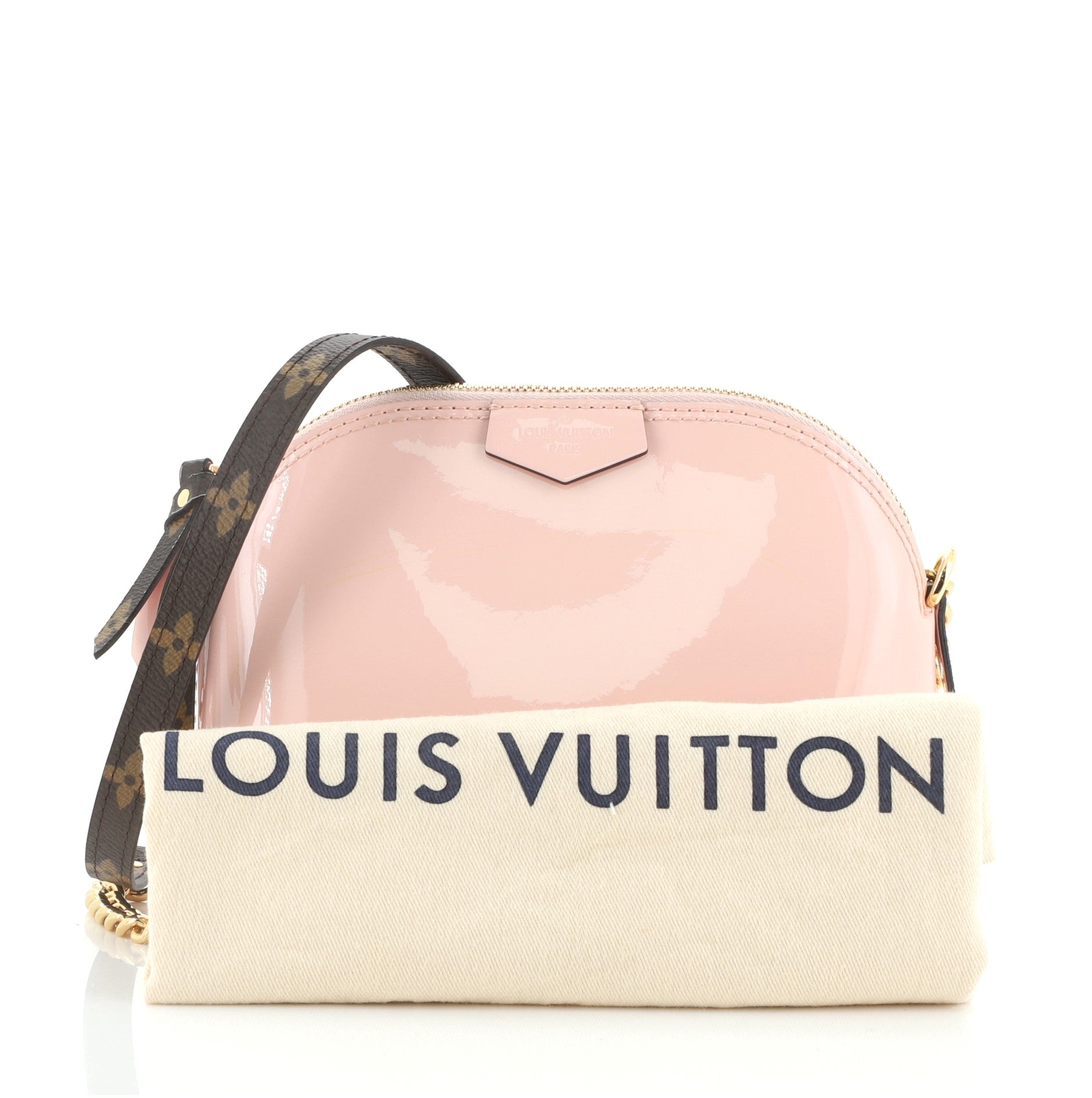 Alma Chain Handbag Vernis with Monogram Canvas Mini