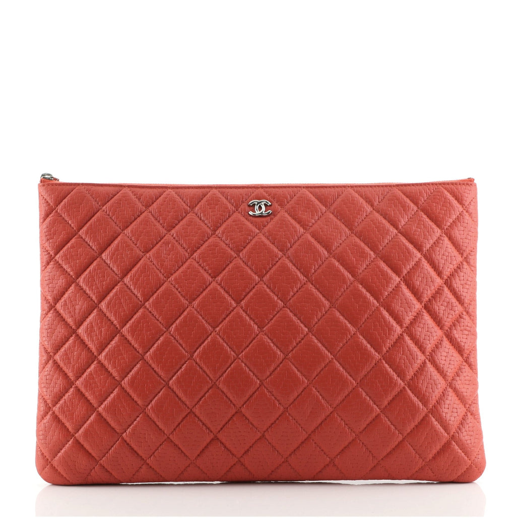 O Case Clutch Embossed Quilted Calfskin Large