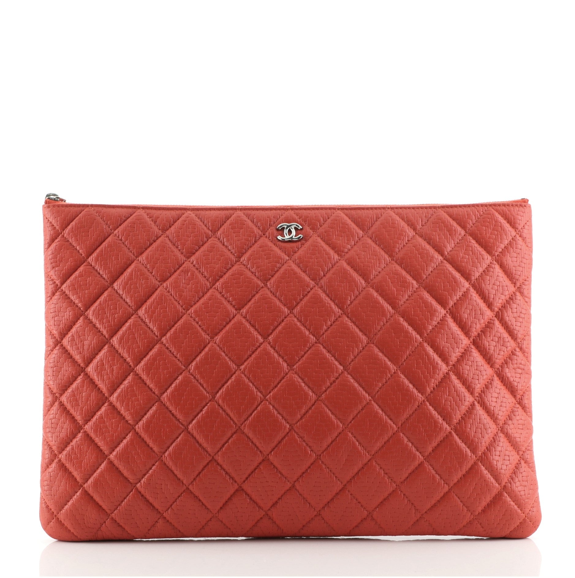 O Case Clutch Embossed Quilted Calfskin Large