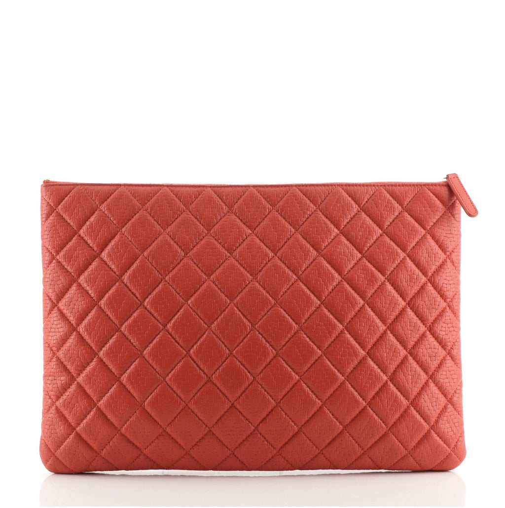 O Case Clutch Embossed Quilted Calfskin Large