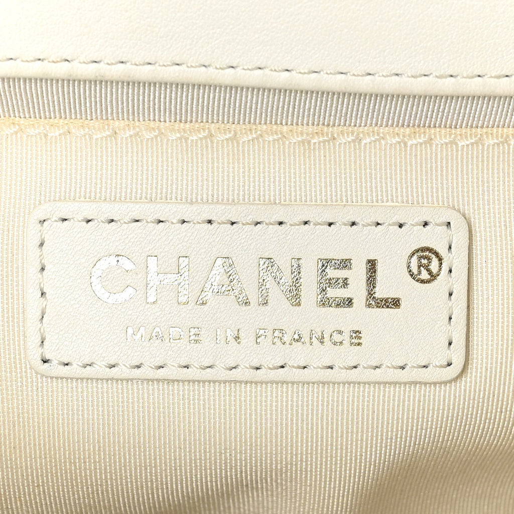 Lambskin Quilted Medium Boy Flap White
