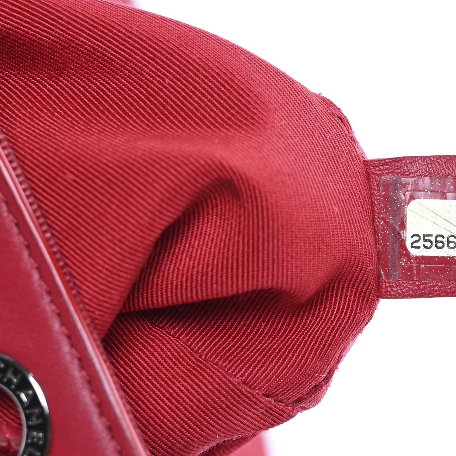 Crumpled Grained Calfskin Quilted Backpack Red
