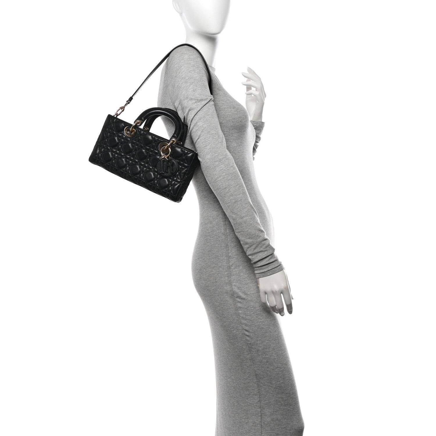 Lambskin Cannage Medium Lady D-Joy Black