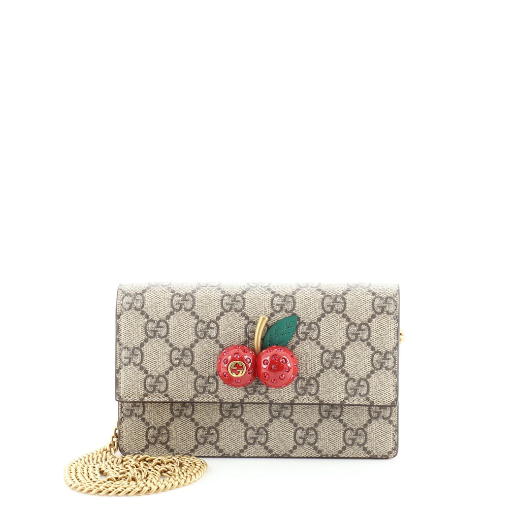 Cherries Wallet on Chain GG Coated Canvas Mini