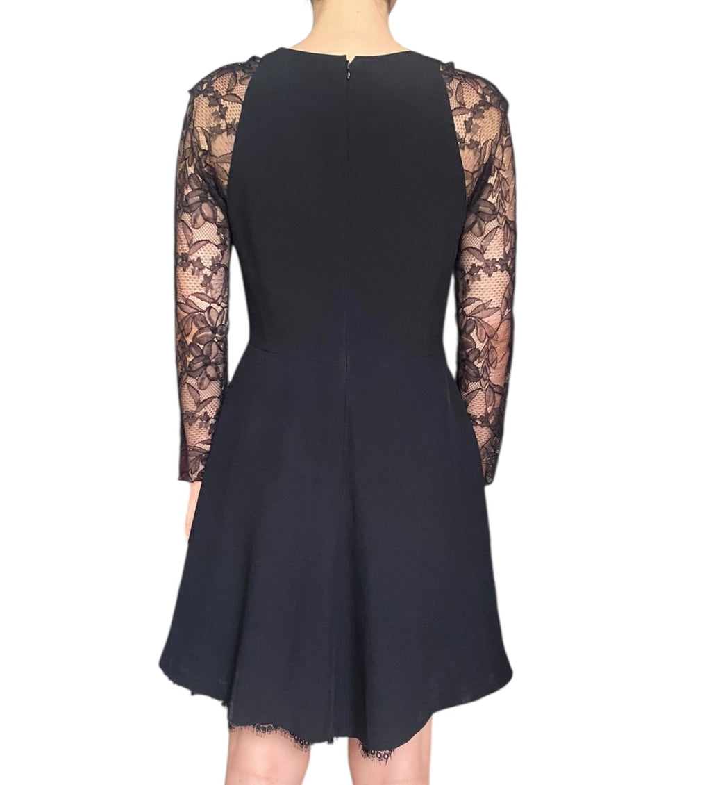 Giambattista Valli Black Lace Sleeve Dress - 44 / US 6