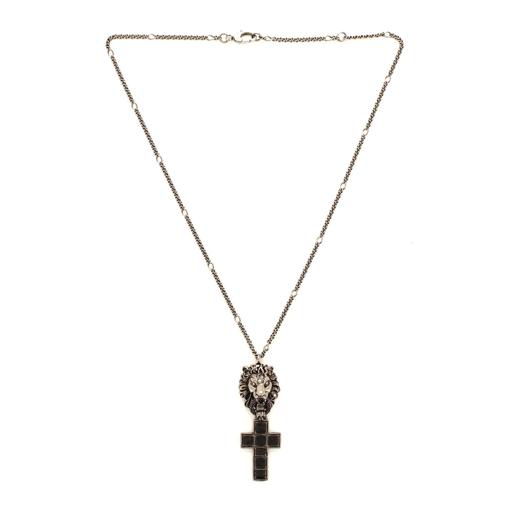 Lion Cross Pendant Necklace Metal with Enamel