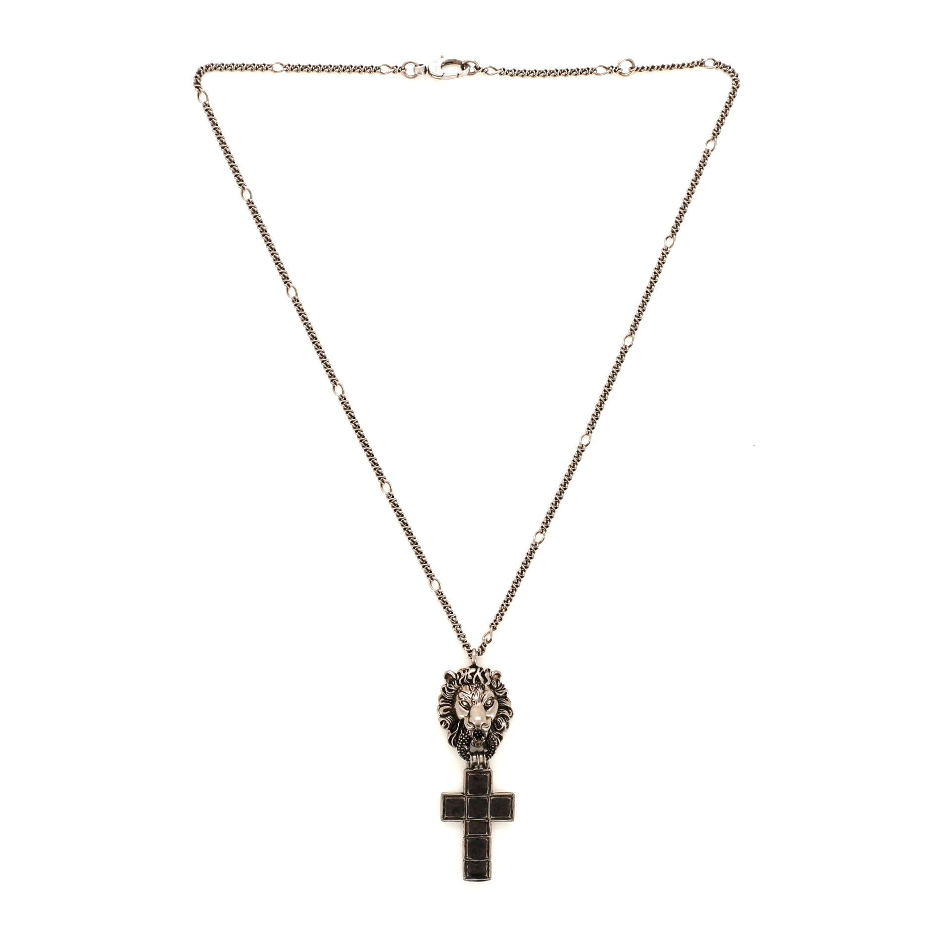 Lion Cross Pendant Necklace Metal with Enamel