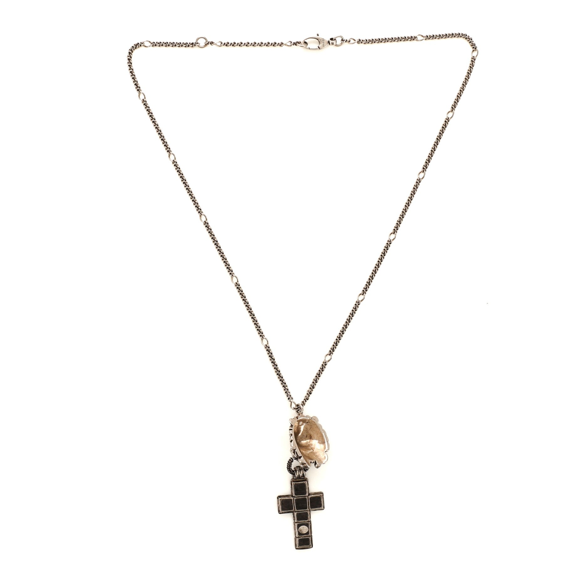 Lion Cross Pendant Necklace Metal with Enamel