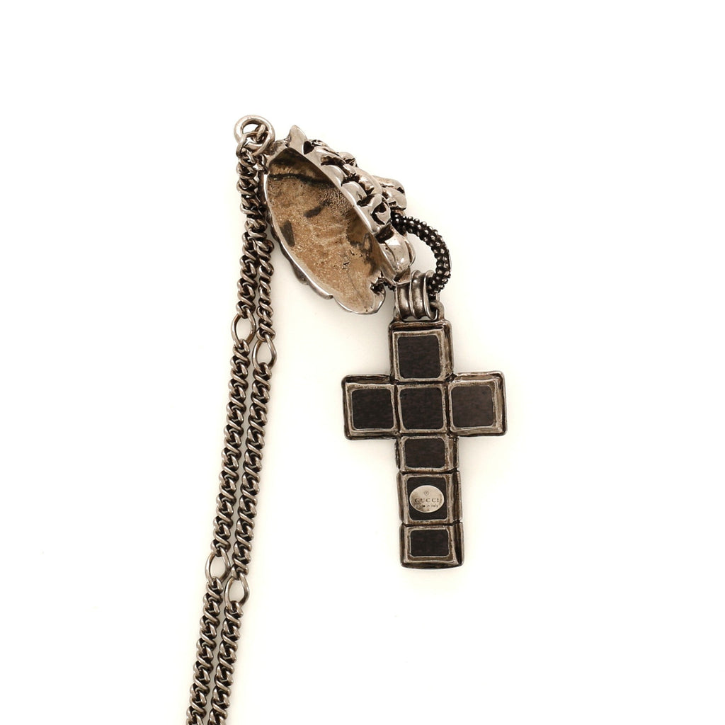 Lion Cross Pendant Necklace Metal with Enamel