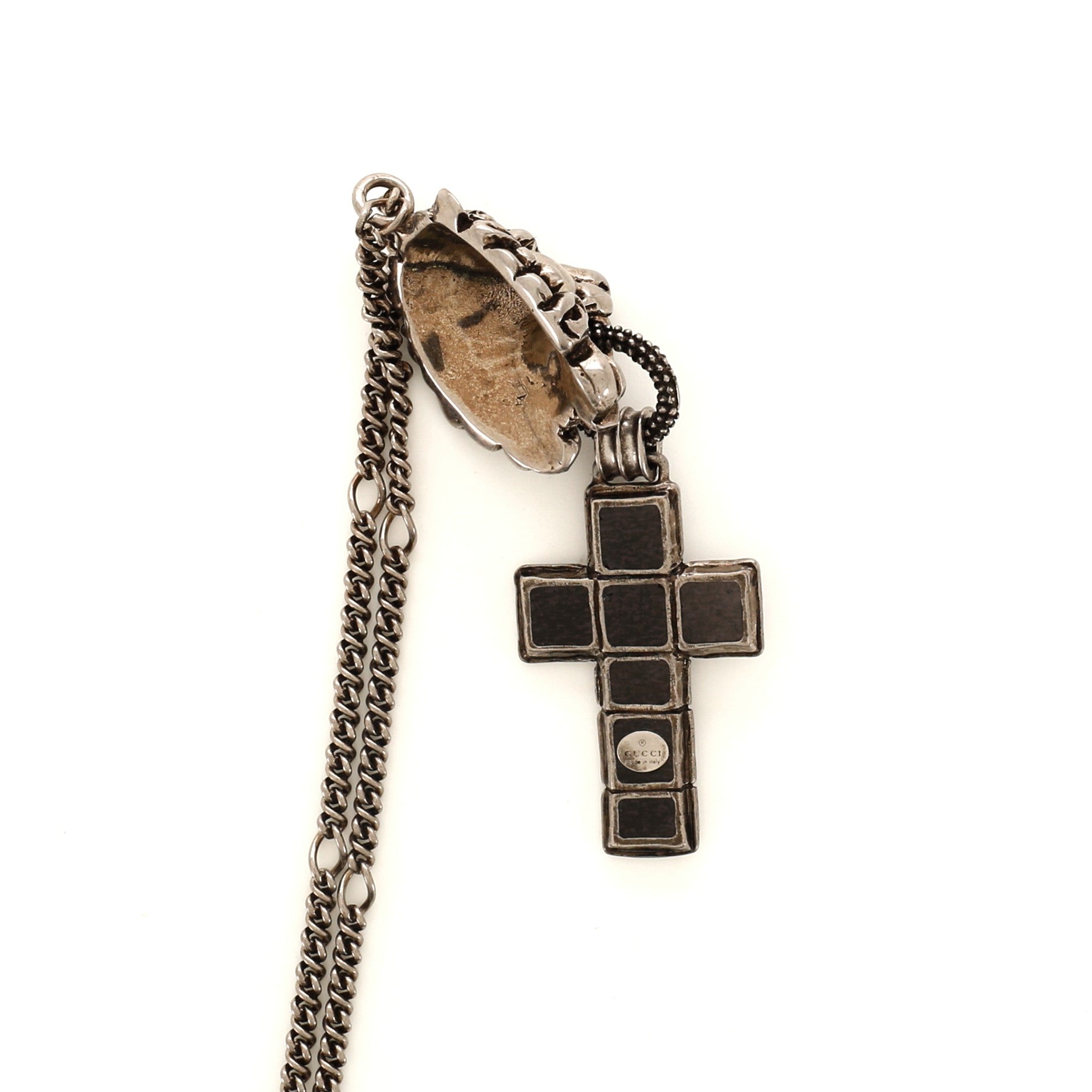 Lion Cross Pendant Necklace Metal with Enamel