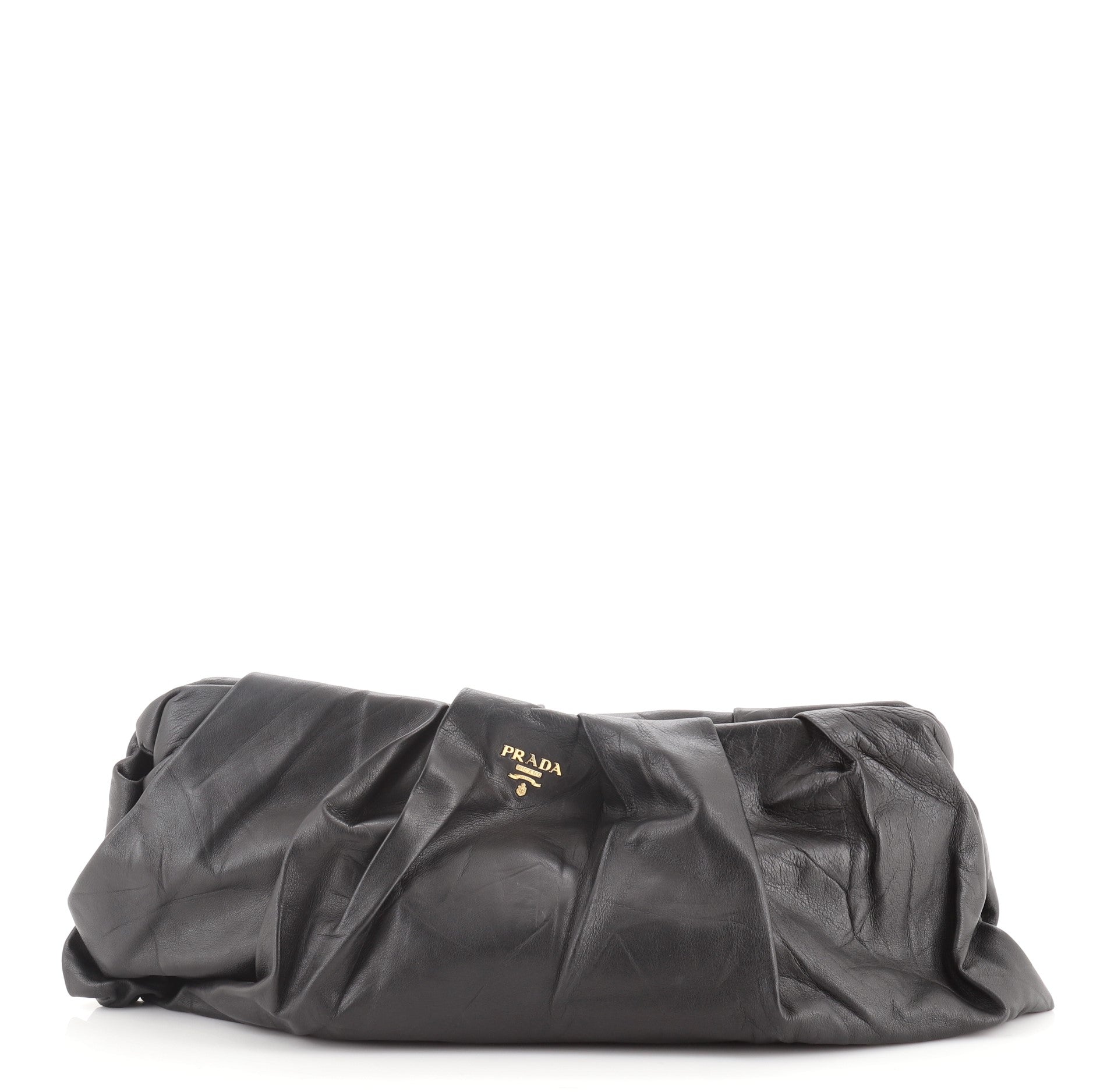 Frame Clutch Pleated Nappa Leather
