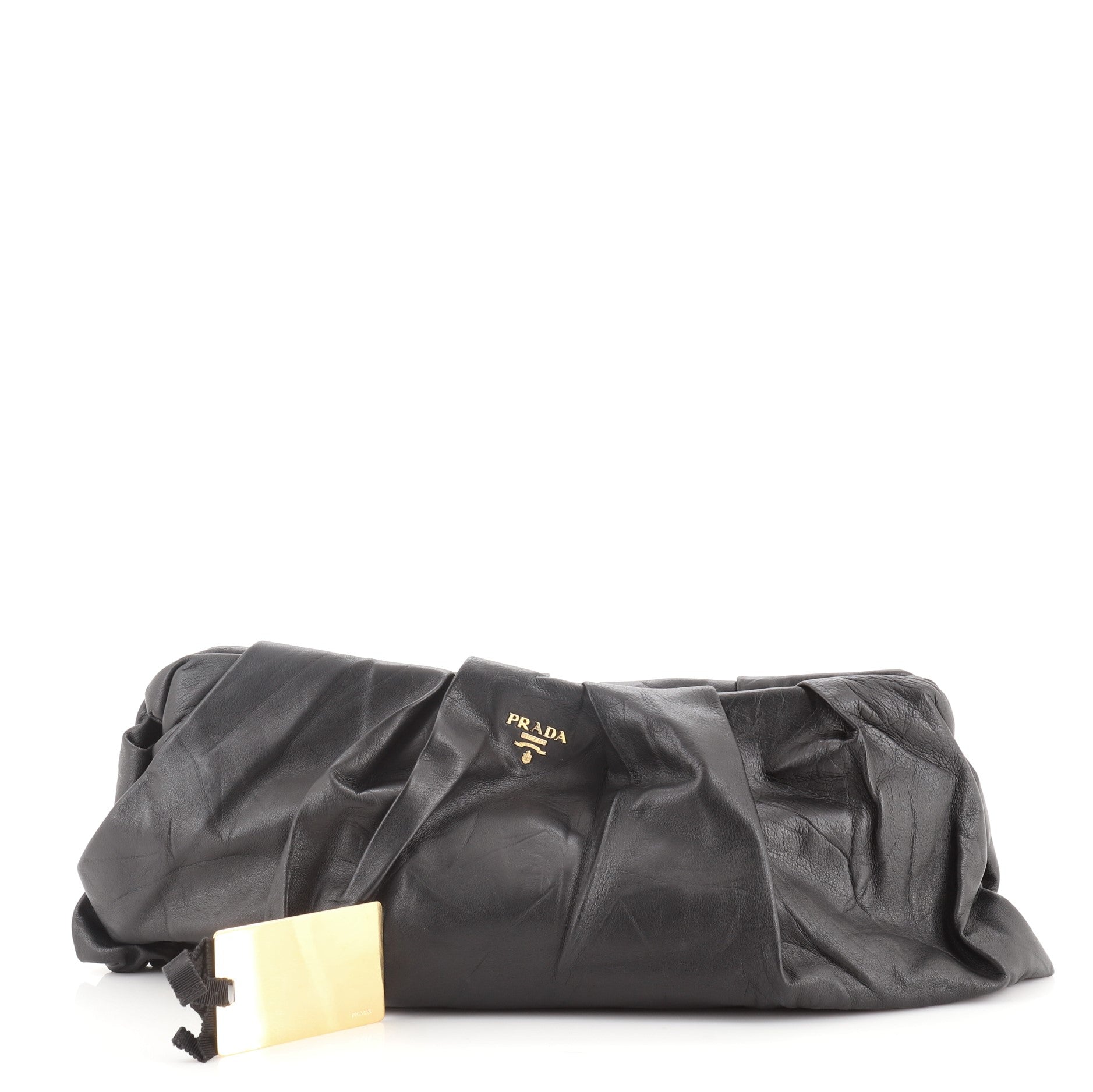 Frame Clutch Pleated Nappa Leather