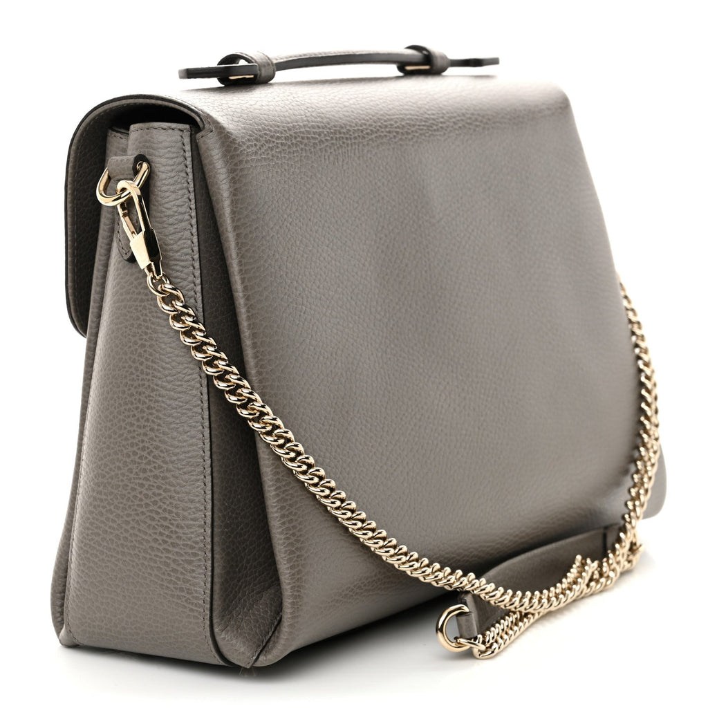 Dollar Calfskin Interlocking G Top Handle Shoulder Bag Loess