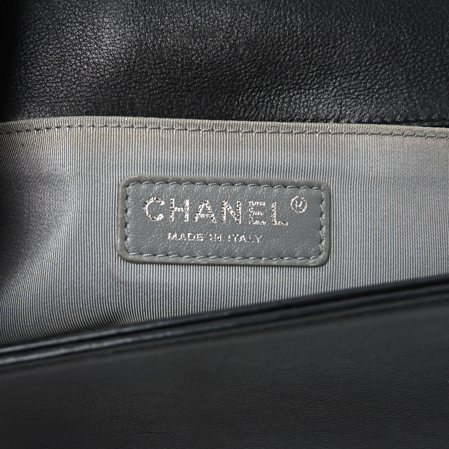 Calfskin Quilted Small Boy Flap Black