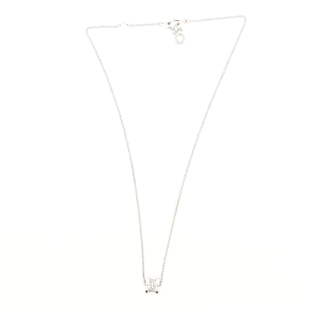 B.Zero1 Round Pendant Necklace 18K White Gold with Diamonds Small