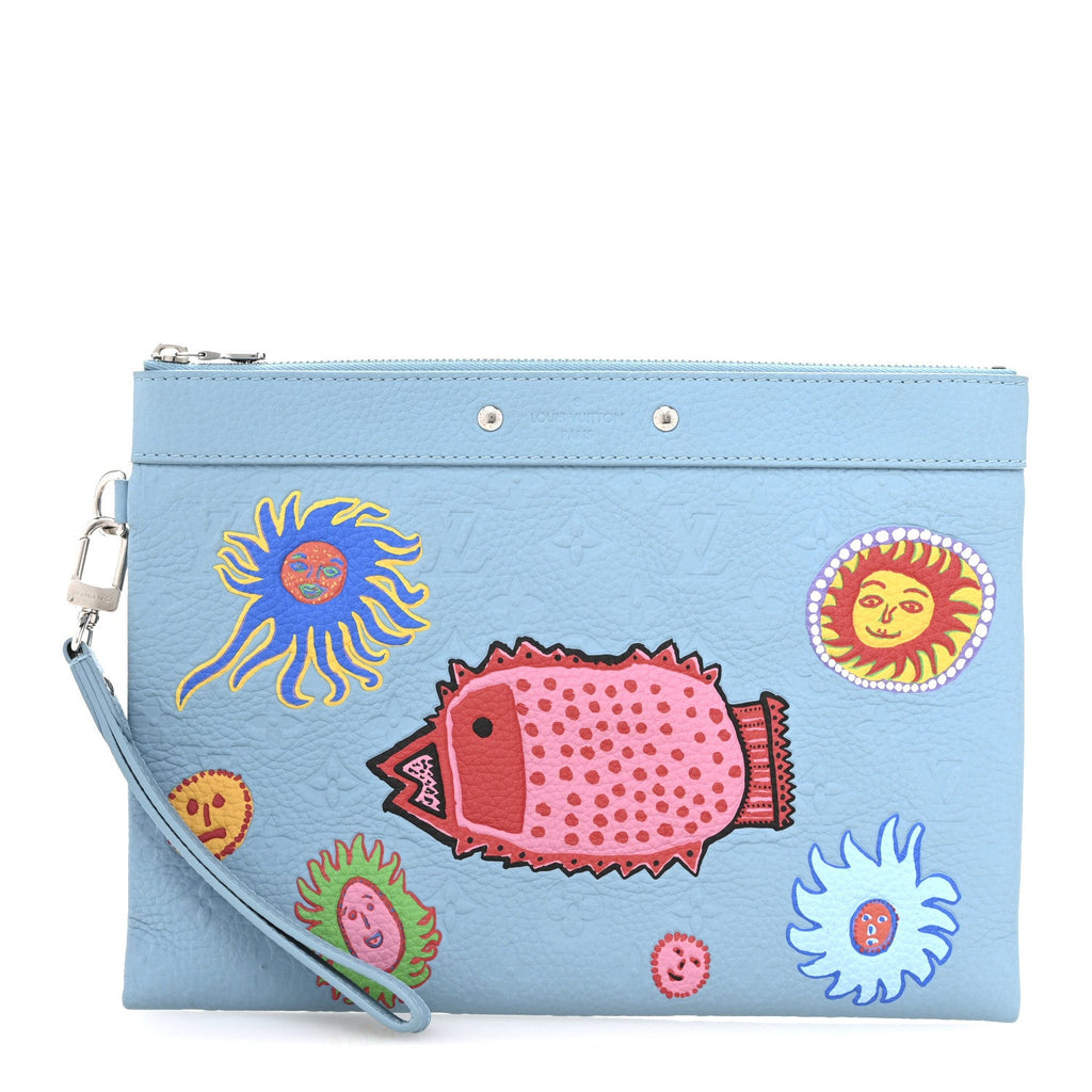 LV x YK Taurillon Pochette To Go Clutch Blue