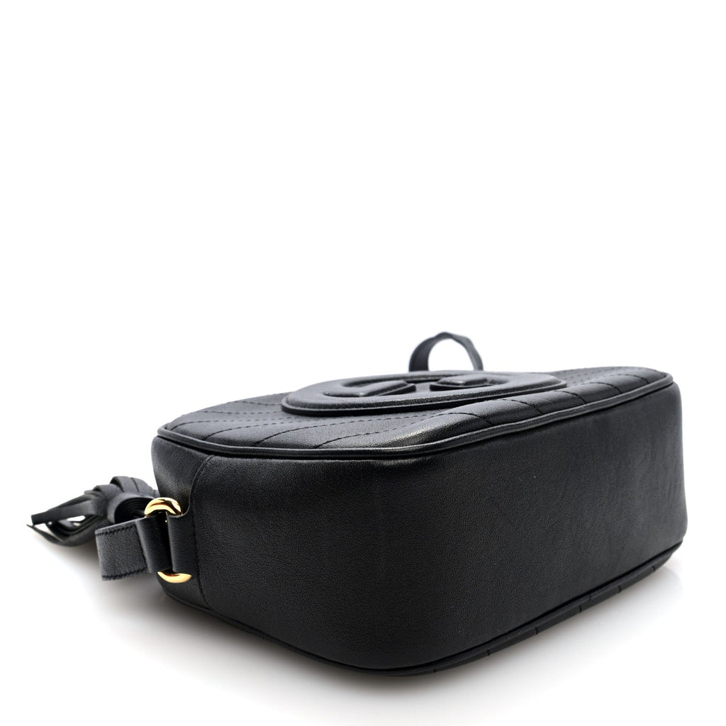 Sakai Be Green Calfskin Diagonal Stitched Small Blondie Shoulder Bag Black