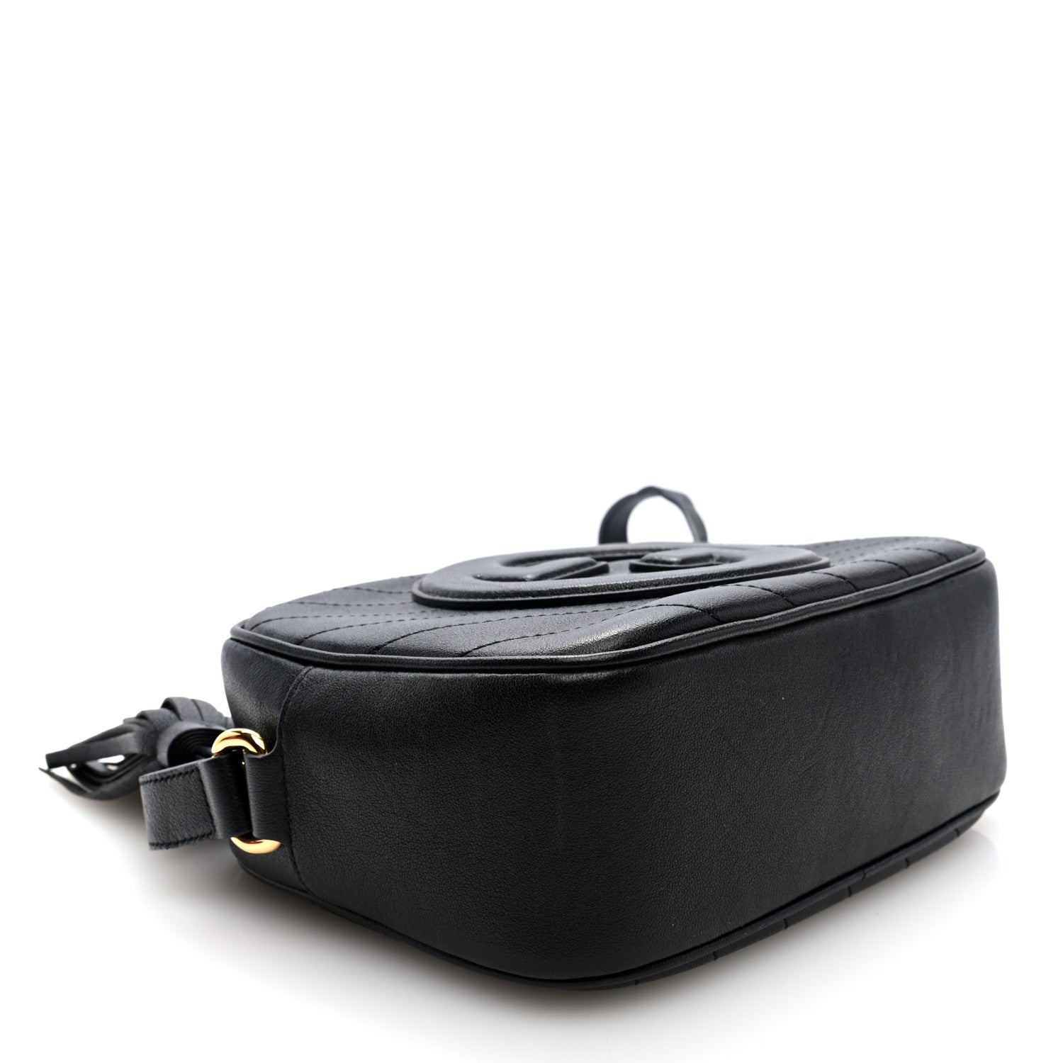 Sakai Be Green Calfskin Diagonal Stitched Small Blondie Shoulder Bag Black
