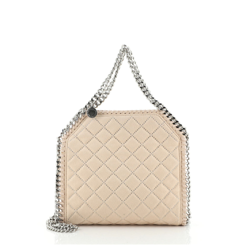 Falabella Fold Over Crossbody Bag Quilted Studded Shaggy Deer Mini