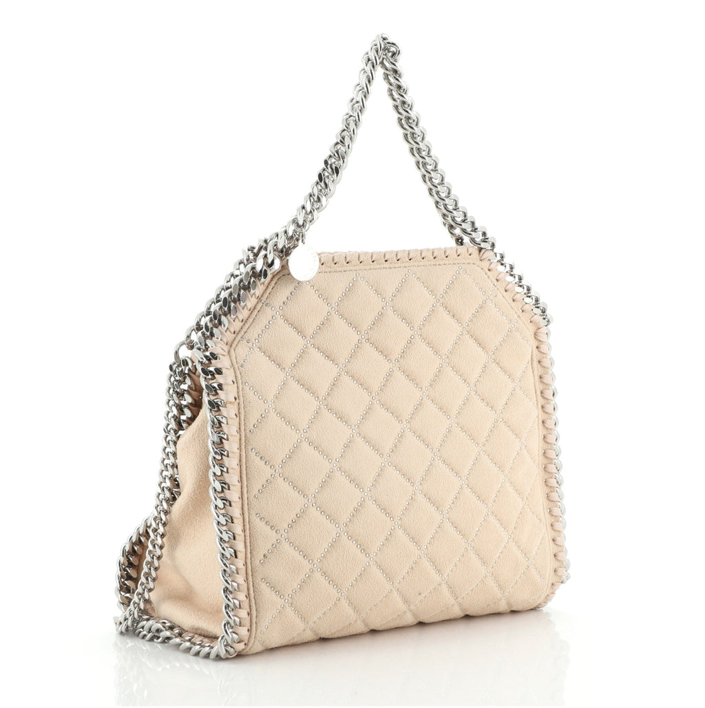 Falabella Fold Over Crossbody Bag Quilted Studded Shaggy Deer Mini