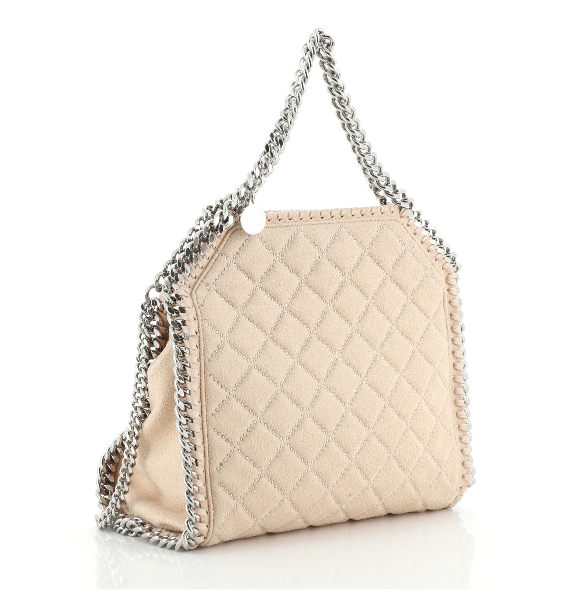 Falabella Fold Over Crossbody Bag Quilted Studded Shaggy Deer Mini