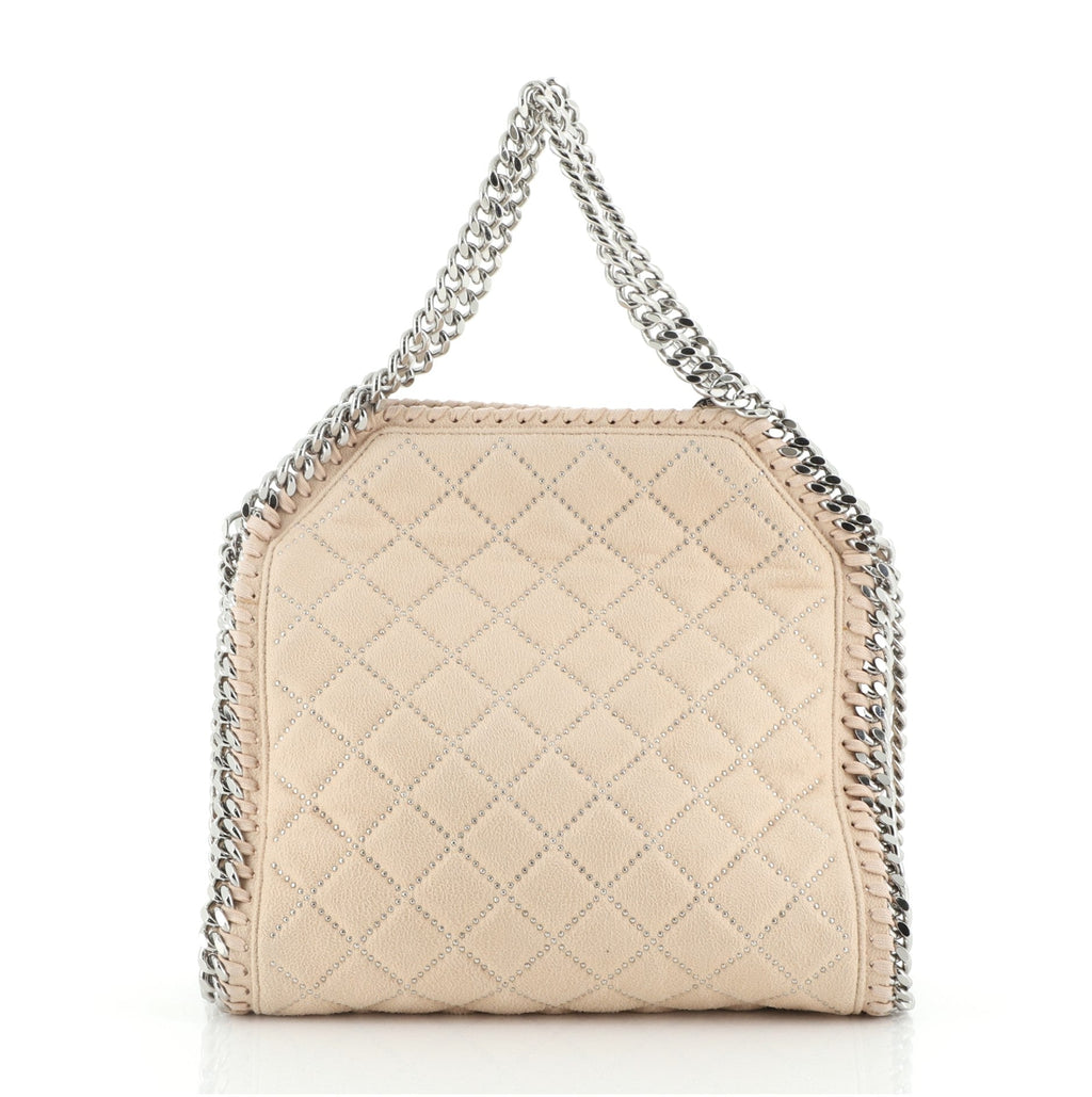 Falabella Fold Over Crossbody Bag Quilted Studded Shaggy Deer Mini