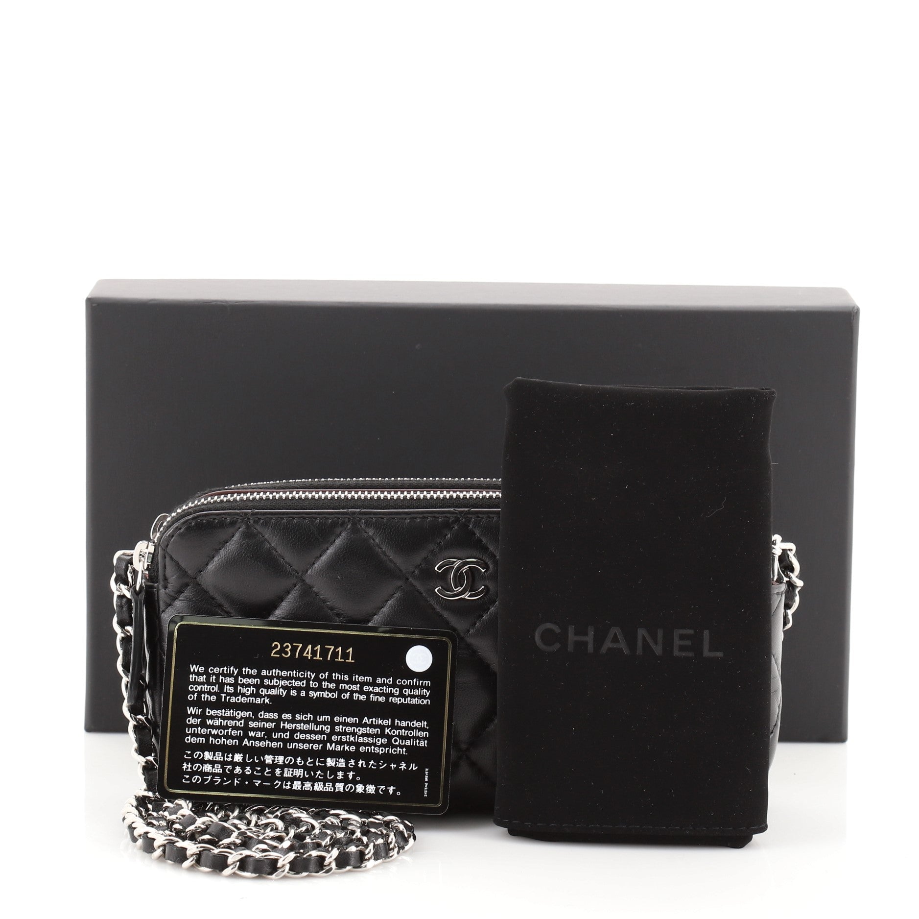 Double Zip Clutch with Chain Quilted Lambskin