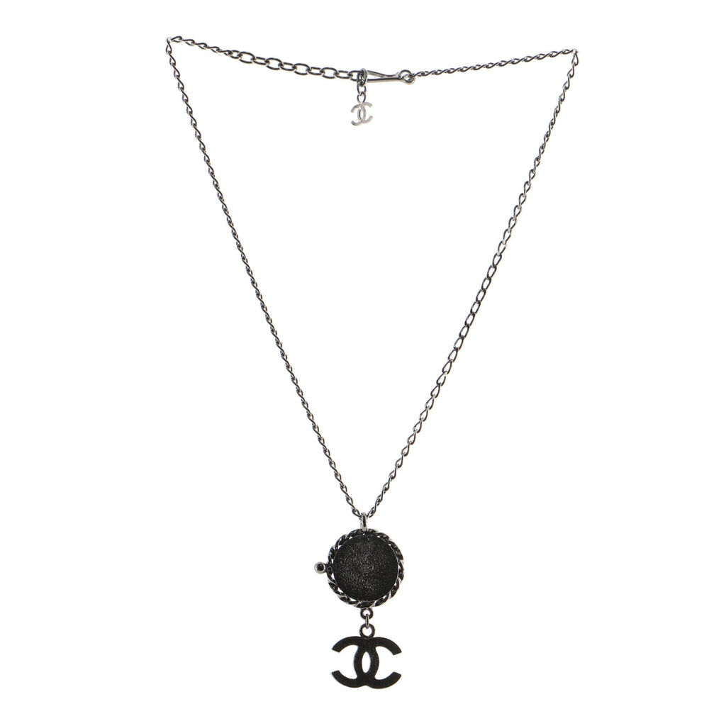 CC Portrait Pendant Necklace Metal with Faux Pearls