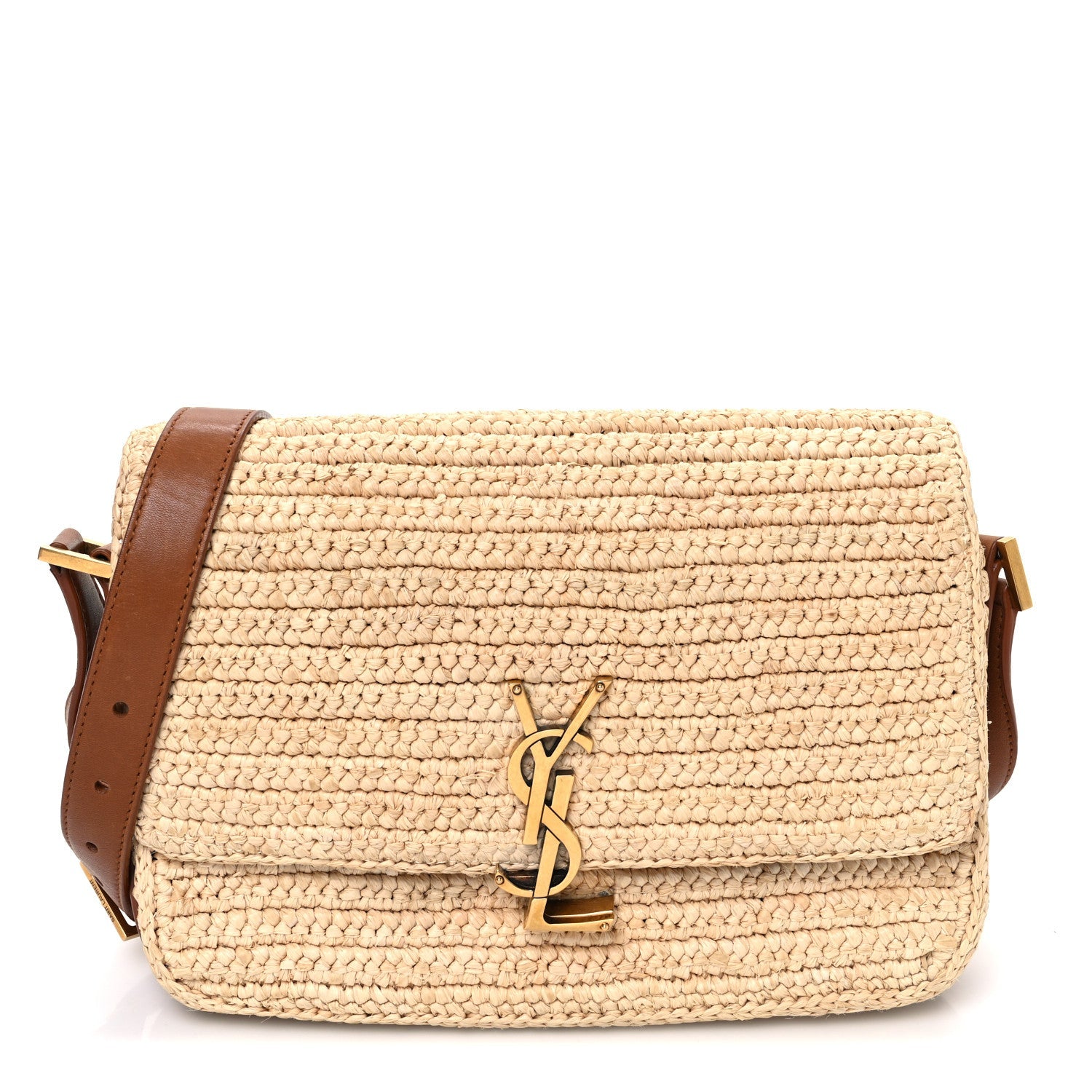 Raffia Calfskin Medium Monogram Solferino Satchel