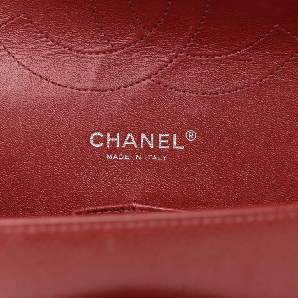 Caviar Quilted Jumbo Double Flap Dark Red
