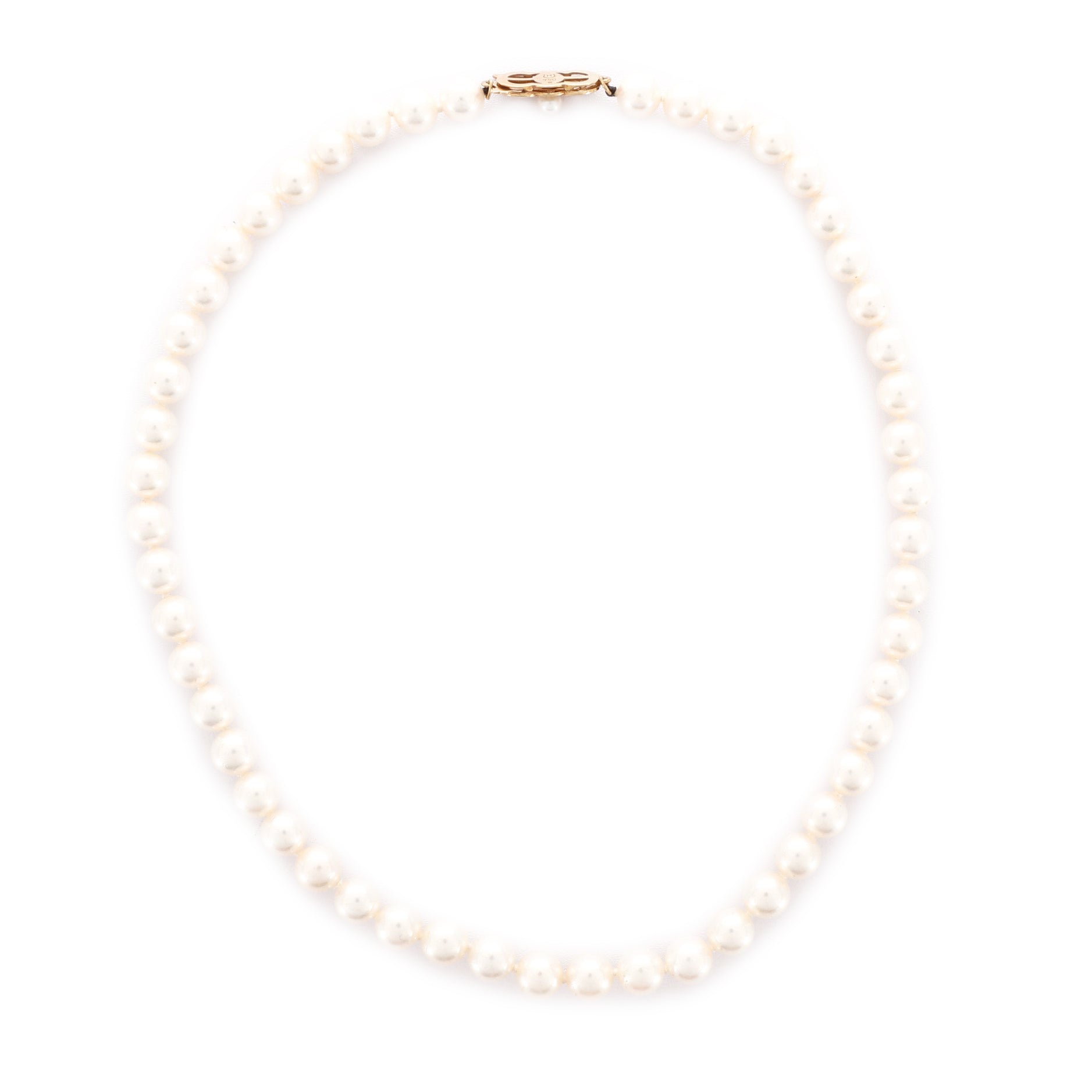 Cultured Pearl Choker Necklace Pearl with 18K Yellow Gold 7.0MM