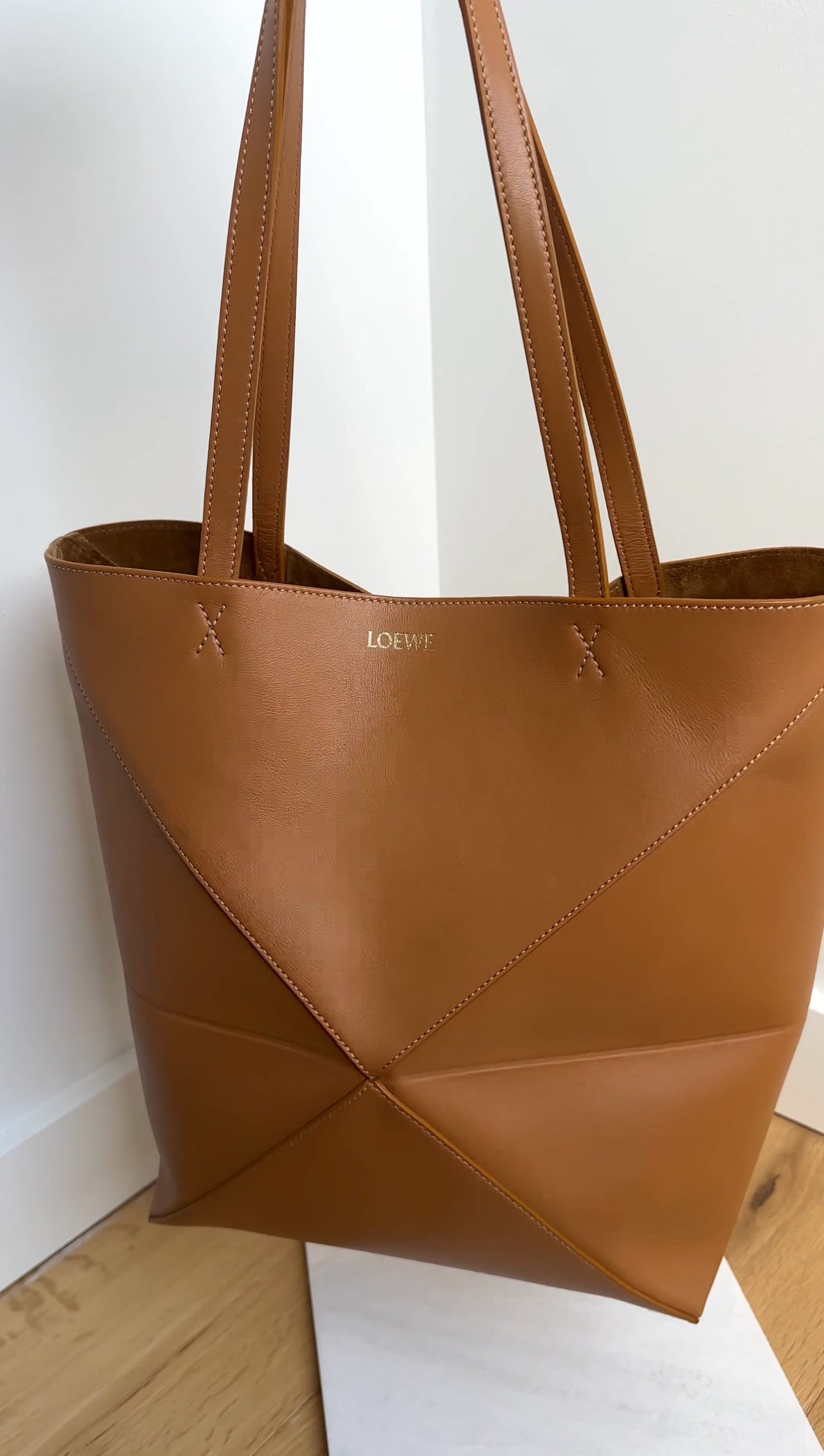 Loewe Tan Leather Puzzle Fold Tote Bag