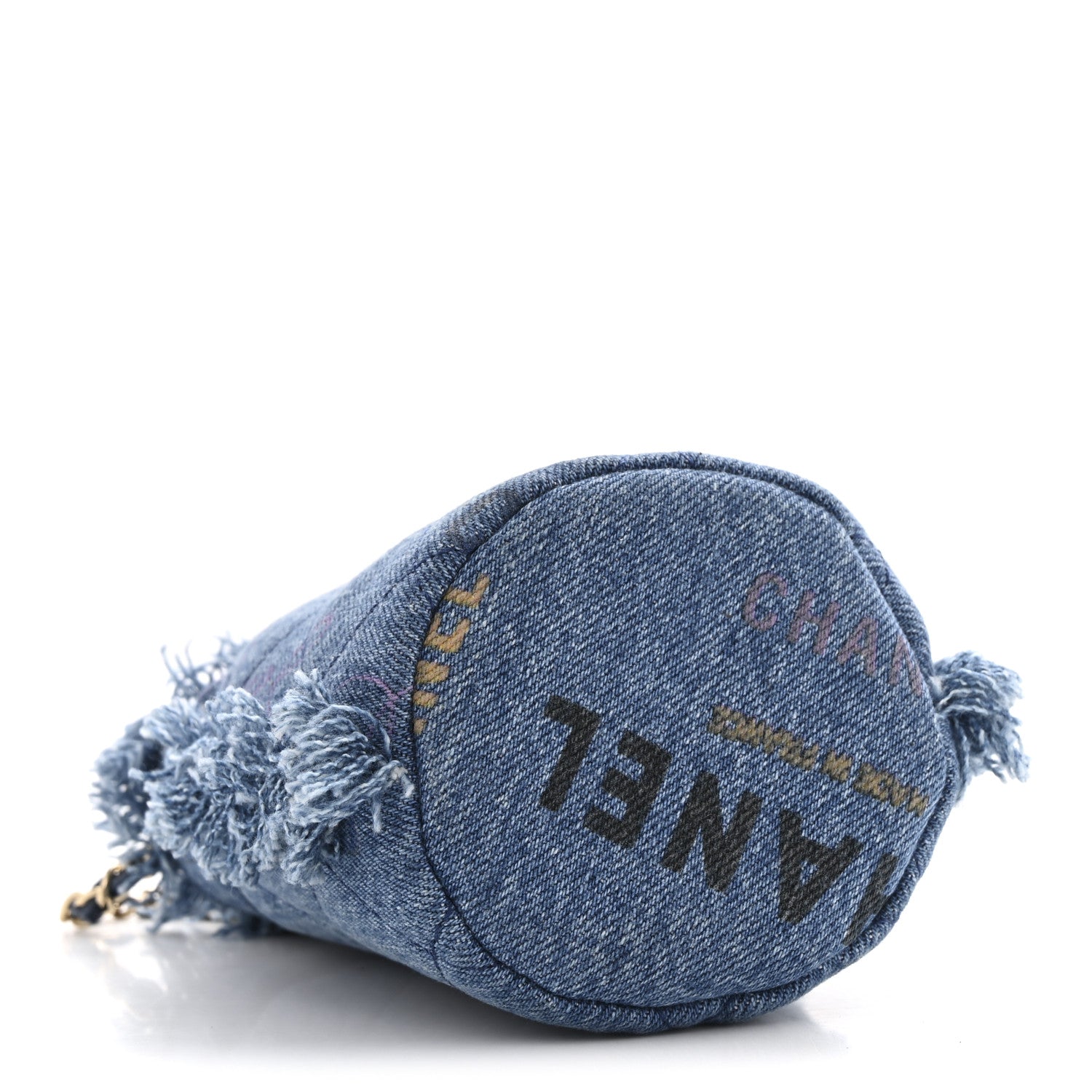 Denim Quilted Mood Mini Bucket With Chain Blue Multicolor
