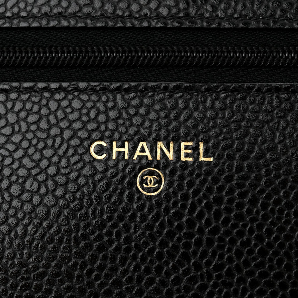Caviar Quilted Wallet on Chain WOC Black