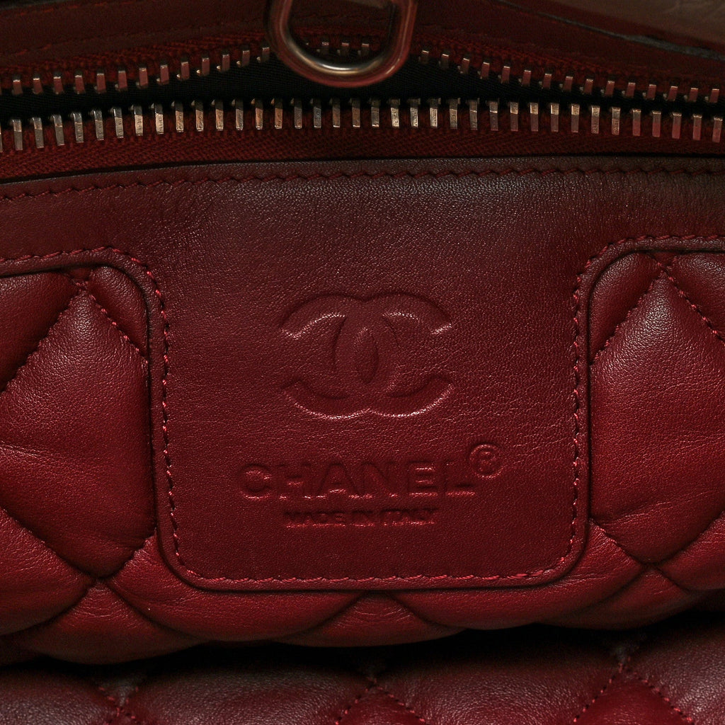 Lambskin Quilted Small Coco Cocoon Reversible Tote Grey Burgundy