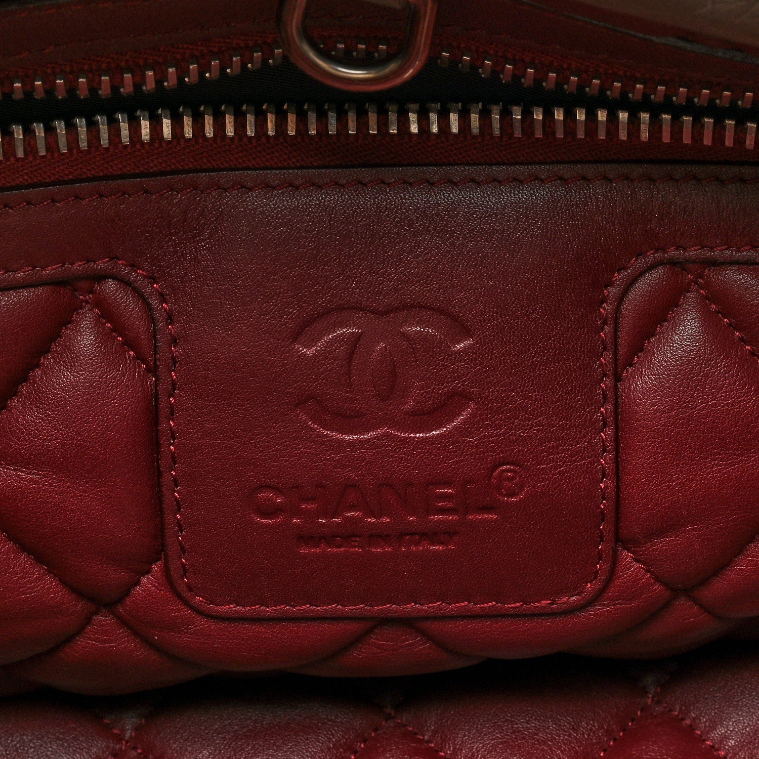 Lambskin Quilted Small Coco Cocoon Reversible Tote Grey Burgundy