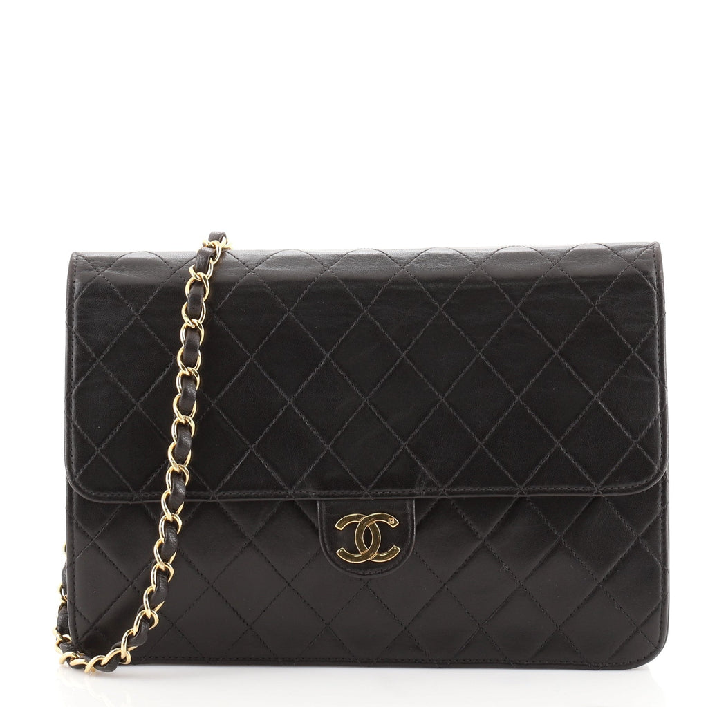 Vintage Clutch with Chain Quilted Leather Medium