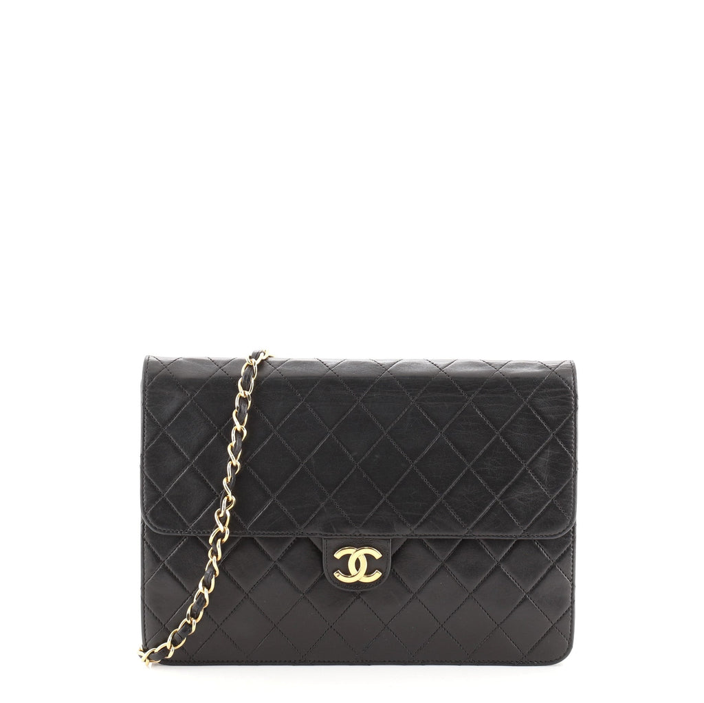 Vintage Clutch with Chain Quilted Leather Medium