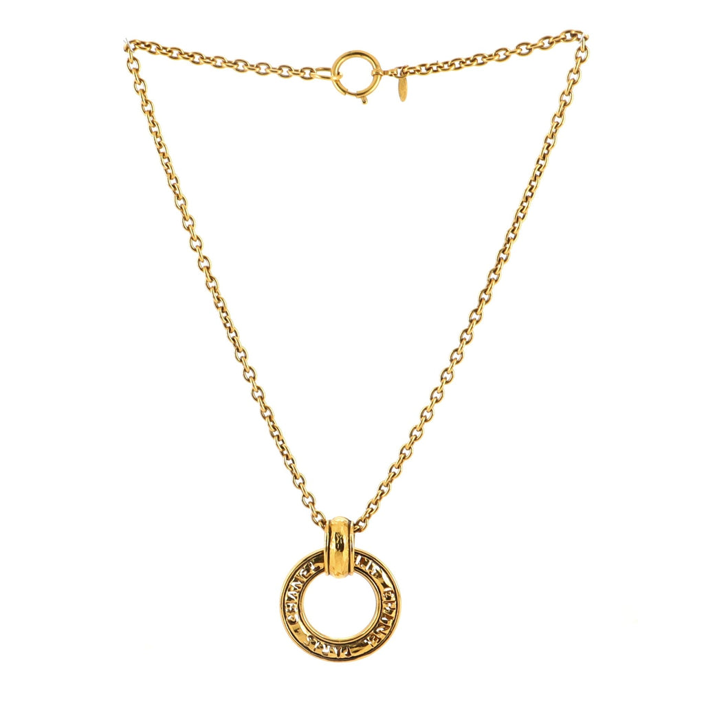 Vintage Logo Open Circle Pendant Necklace Metal