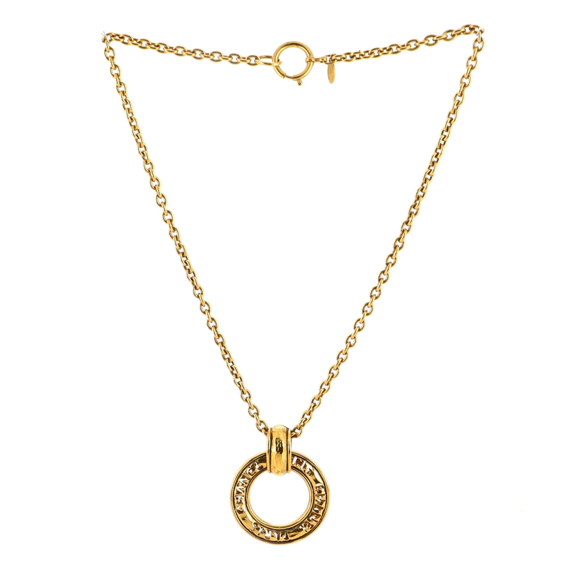 Vintage Logo Open Circle Pendant Necklace Metal