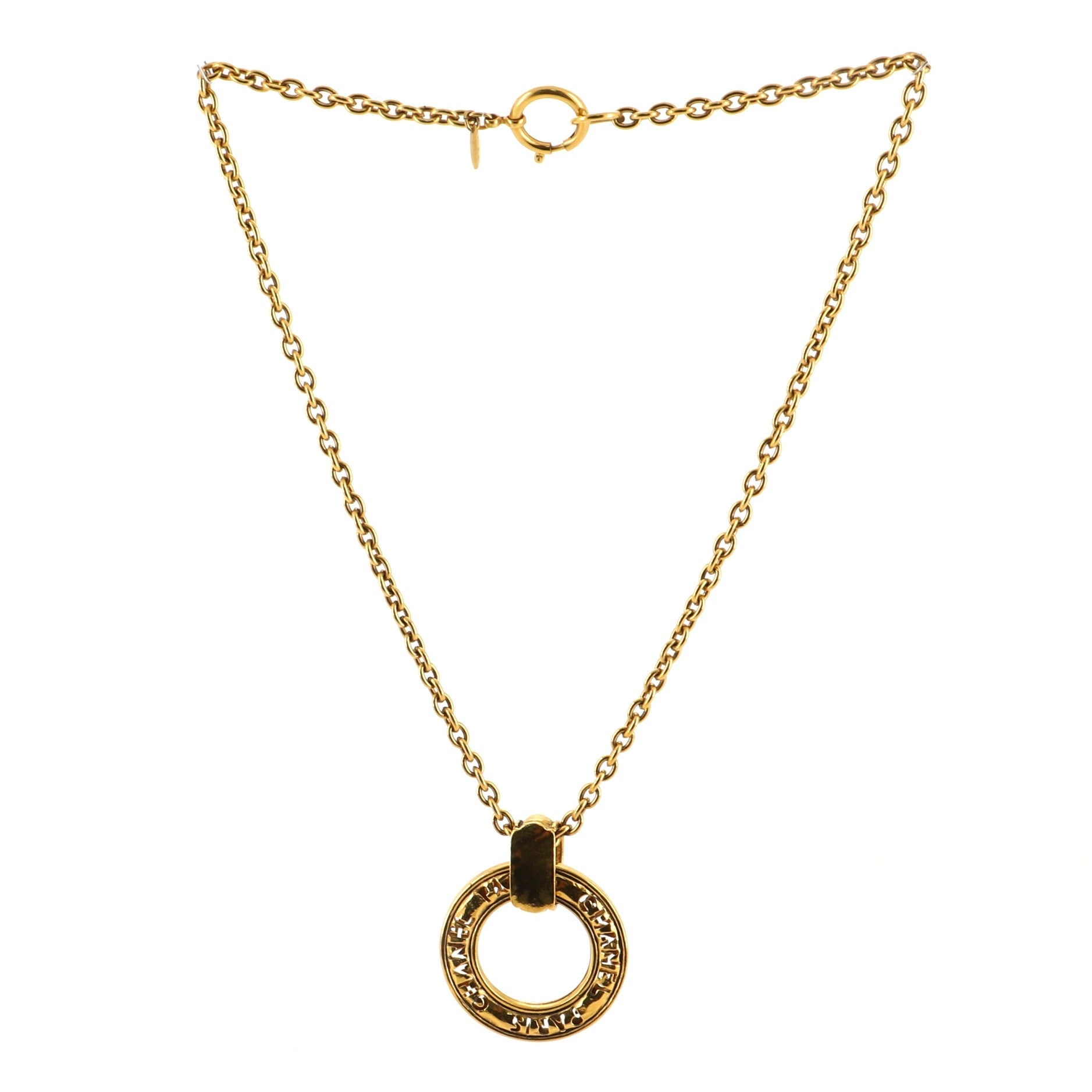Vintage Logo Open Circle Pendant Necklace Metal