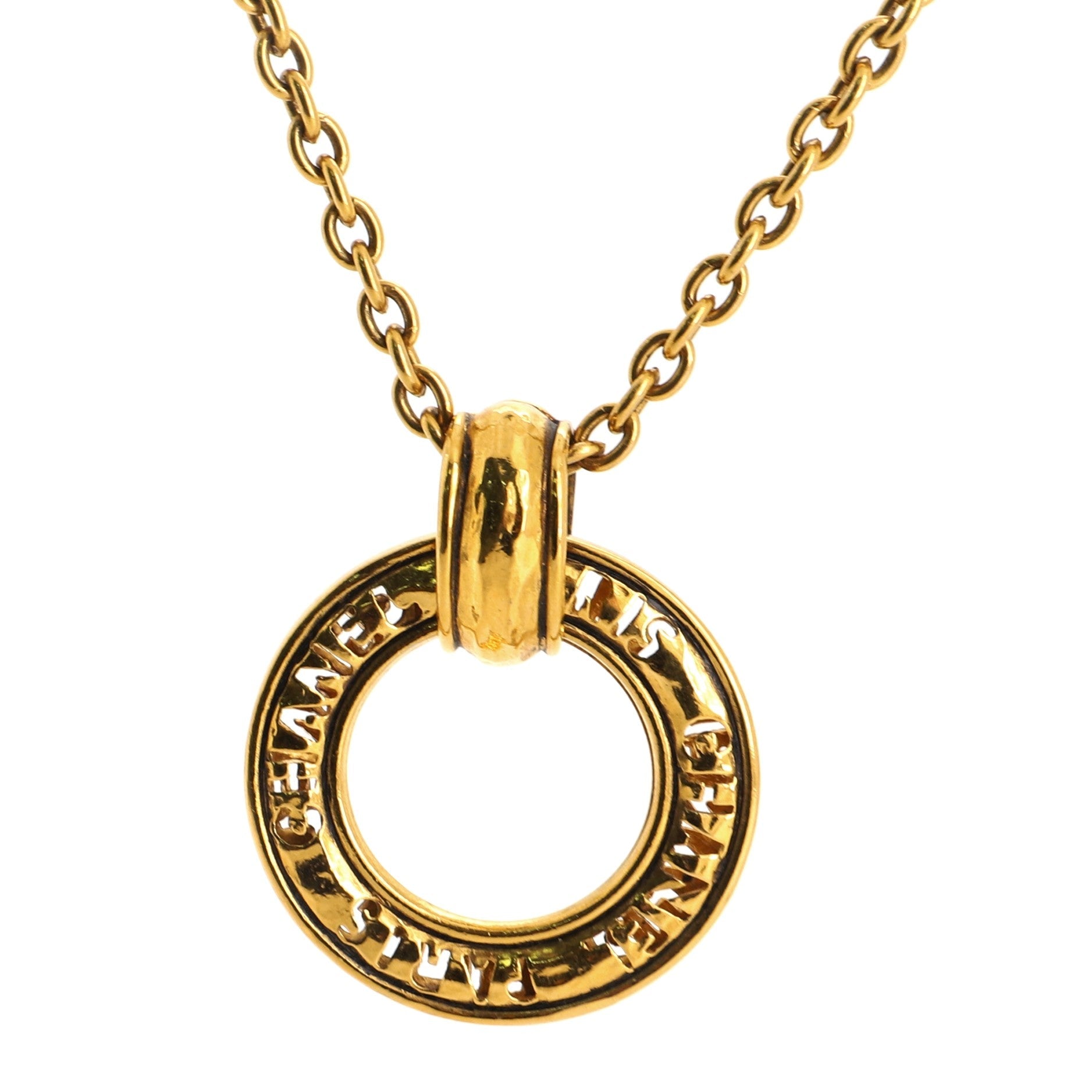 Vintage Logo Open Circle Pendant Necklace Metal