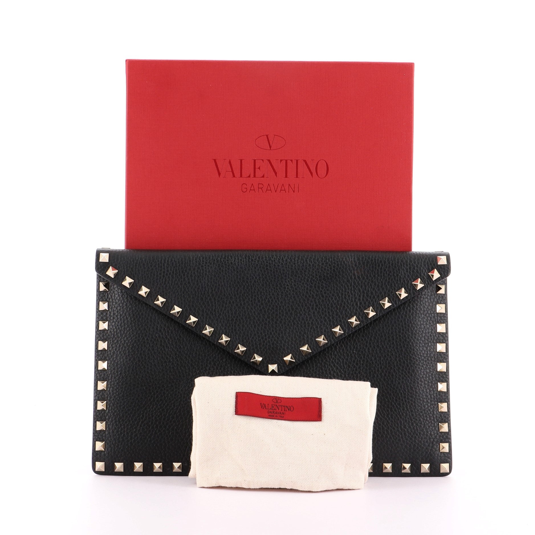 Rockstud Envelope Clutch Leather Medium