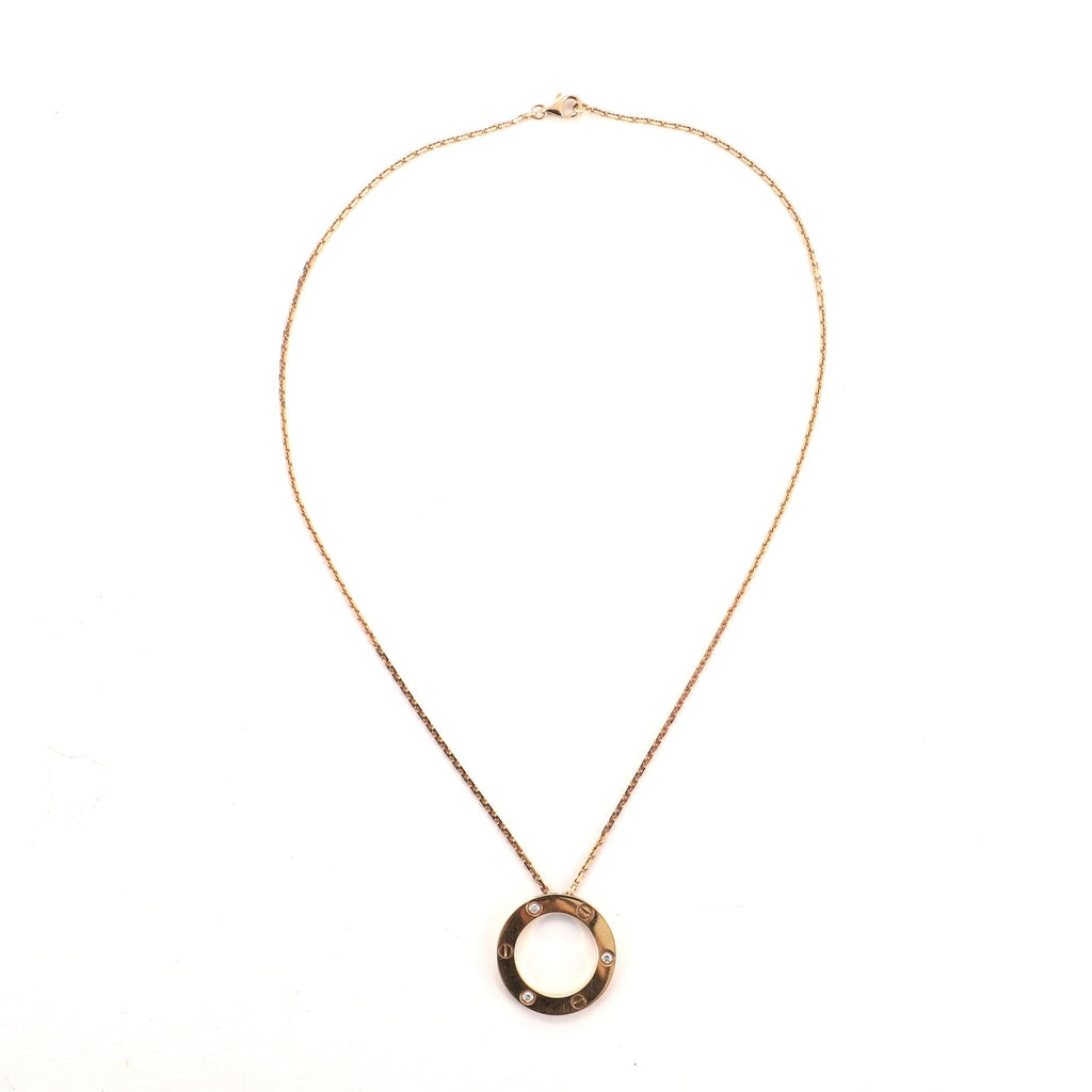 3 Diamonds Love Pendant Necklace 18K Rose Gold and Diamonds