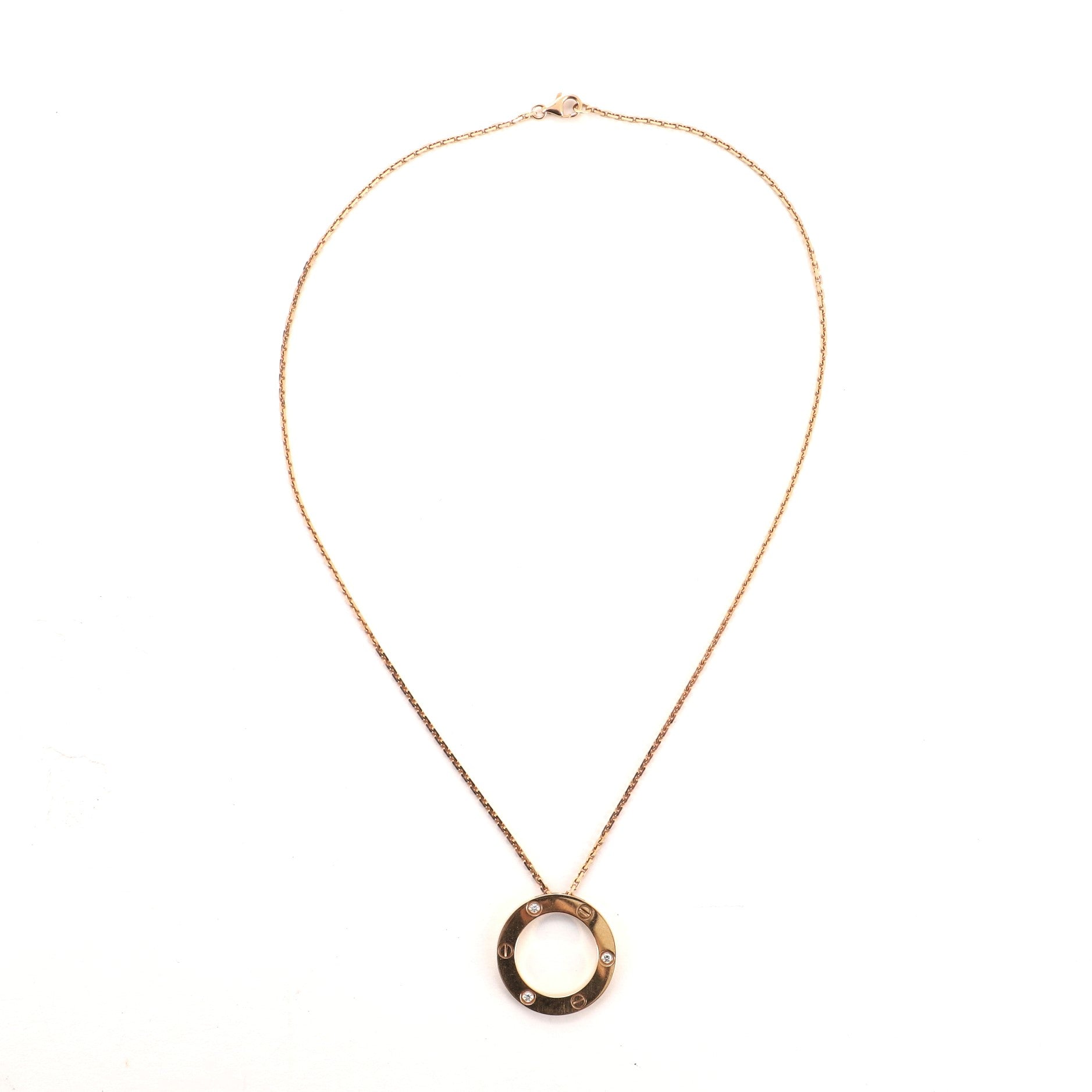 3 Diamonds Love Pendant Necklace 18K Rose Gold and Diamonds